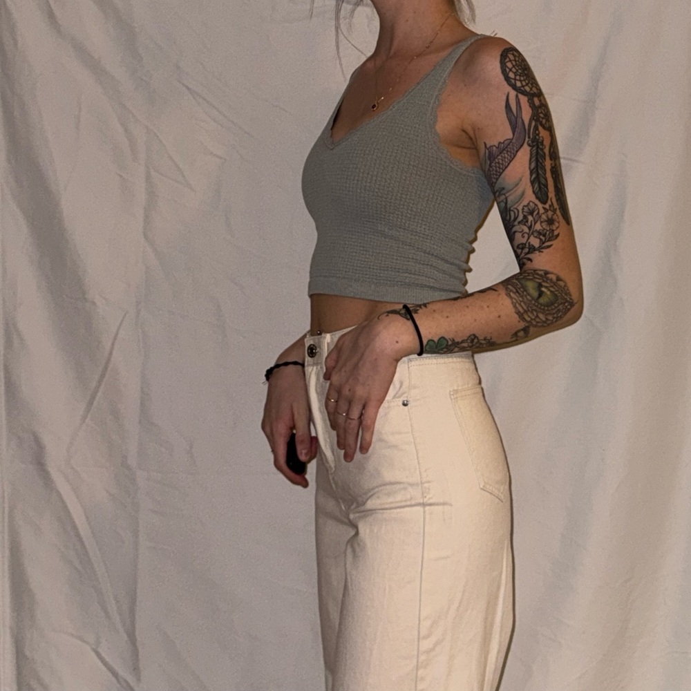 White wide legged jeans